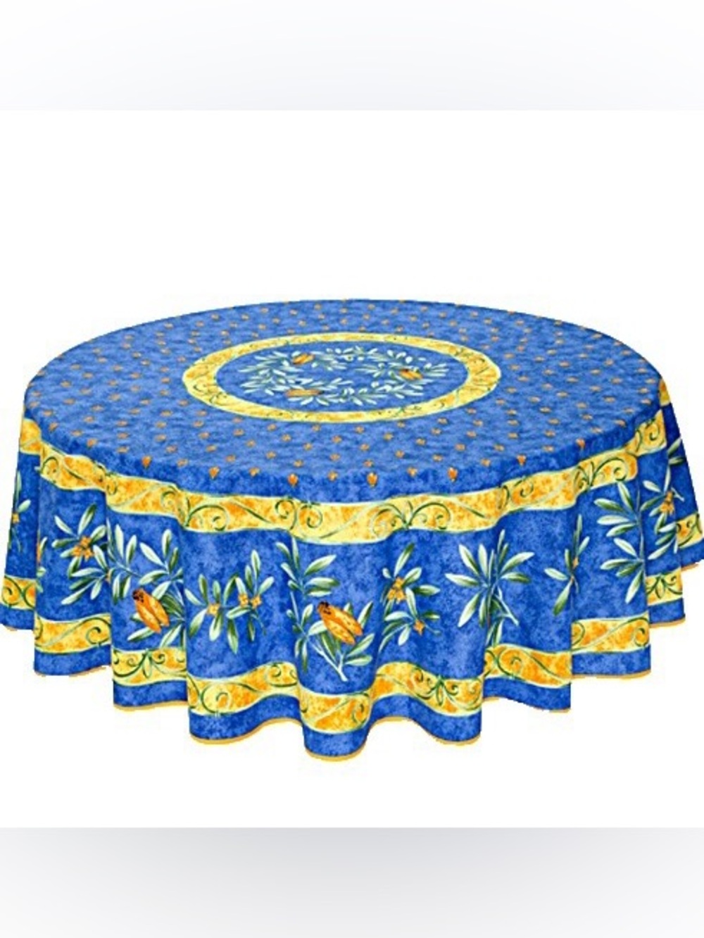 Coated cotton Tablecloth Cicada Flowers La Cigale 60” French Country Provence
